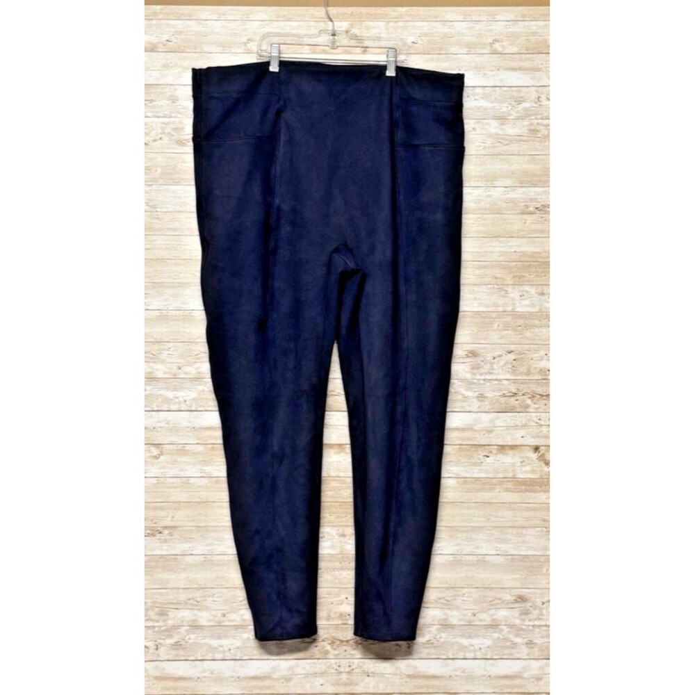 SPANX High Waisted Velvet Navy Leggings Womens 3X Pull On CozyChic Luxury
